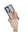 Bizon Case Hybrid Ring Samsung Galaxy A33 5G füstös, sötétkék kerettel