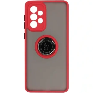 Etui z uchwytem na palec Bizon Case Hybrid Ring do Galaxy A33 5G, przydymione z czerwoną ramką