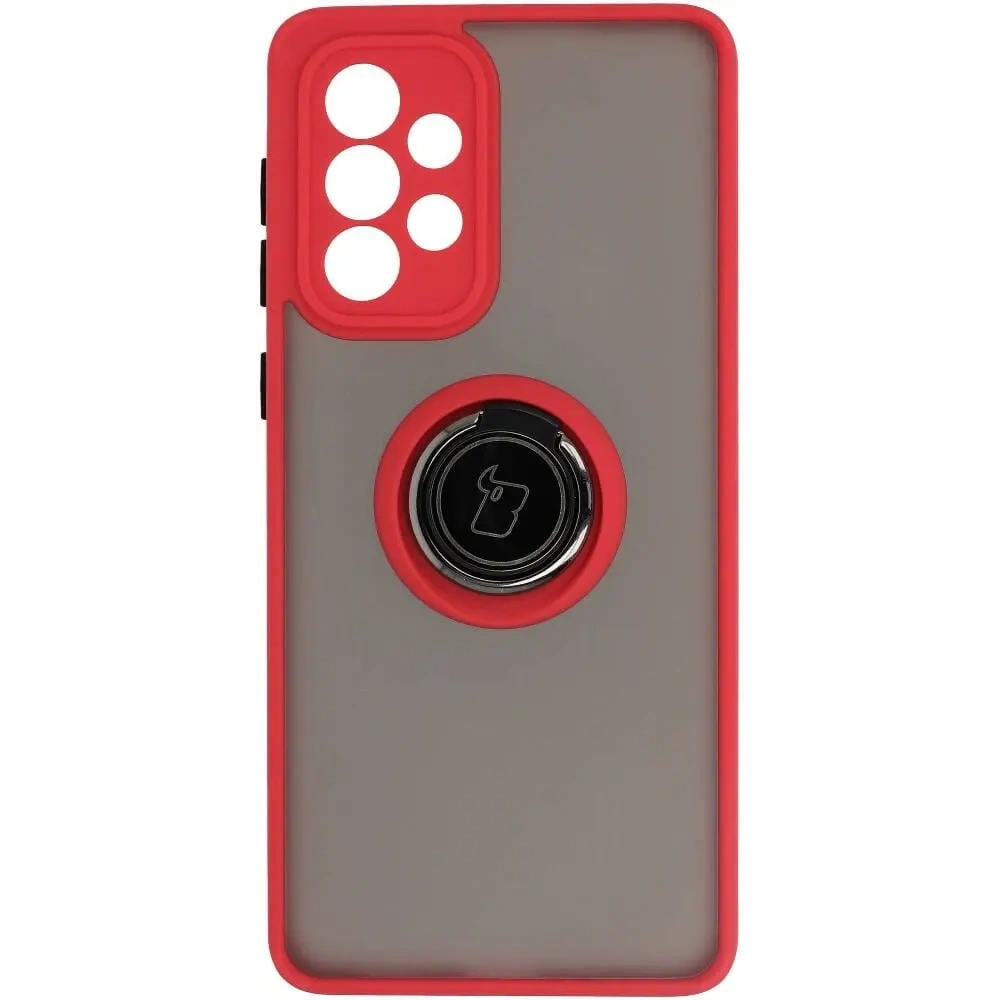 Etui z uchwytem na palec Bizon Case Hybrid Ring do Samsung Galaxy A33 5G przydymione z czerwoną ramką