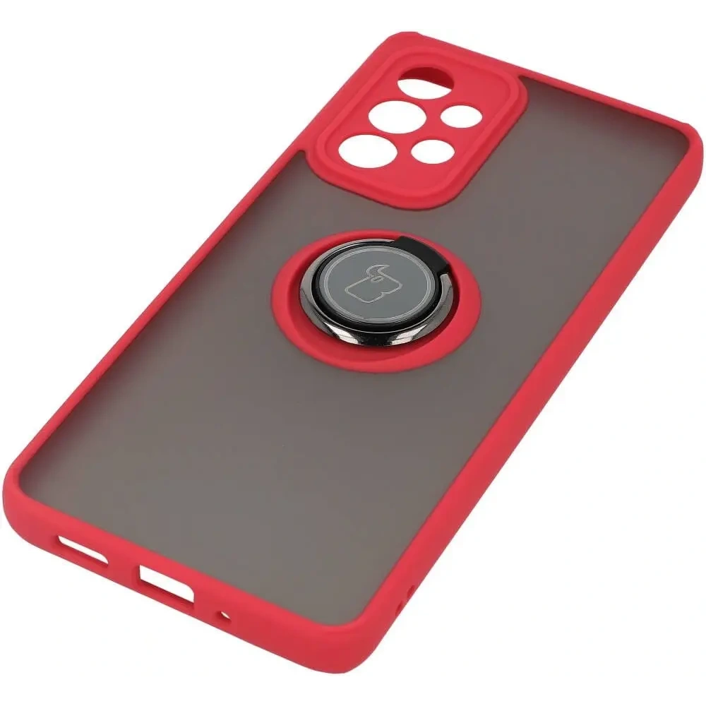 Etui z uchwytem na palec Bizon Case Hybrid Ring do Samsung Galaxy A33 5G przydymione z czerwoną ramką