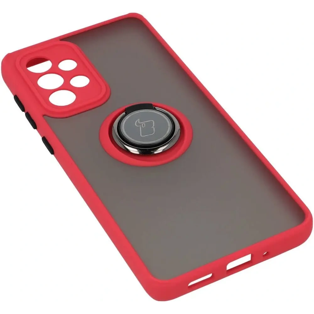 Etui z uchwytem na palec Bizon Case Hybrid Ring do Samsung Galaxy A33 5G przydymione z czerwoną ramką
