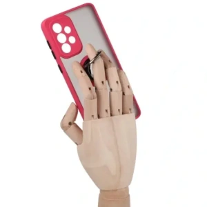Etui z uchwytem na palec Bizon Case Hybrid Ring do Galaxy A33 5G, przydymione z czerwoną ramką