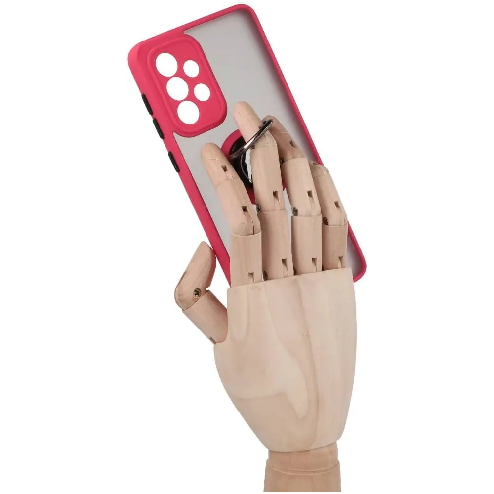 Etui z uchwytem na palec Bizon Case Hybrid Ring do Samsung Galaxy A33 5G przydymione z czerwoną ramką