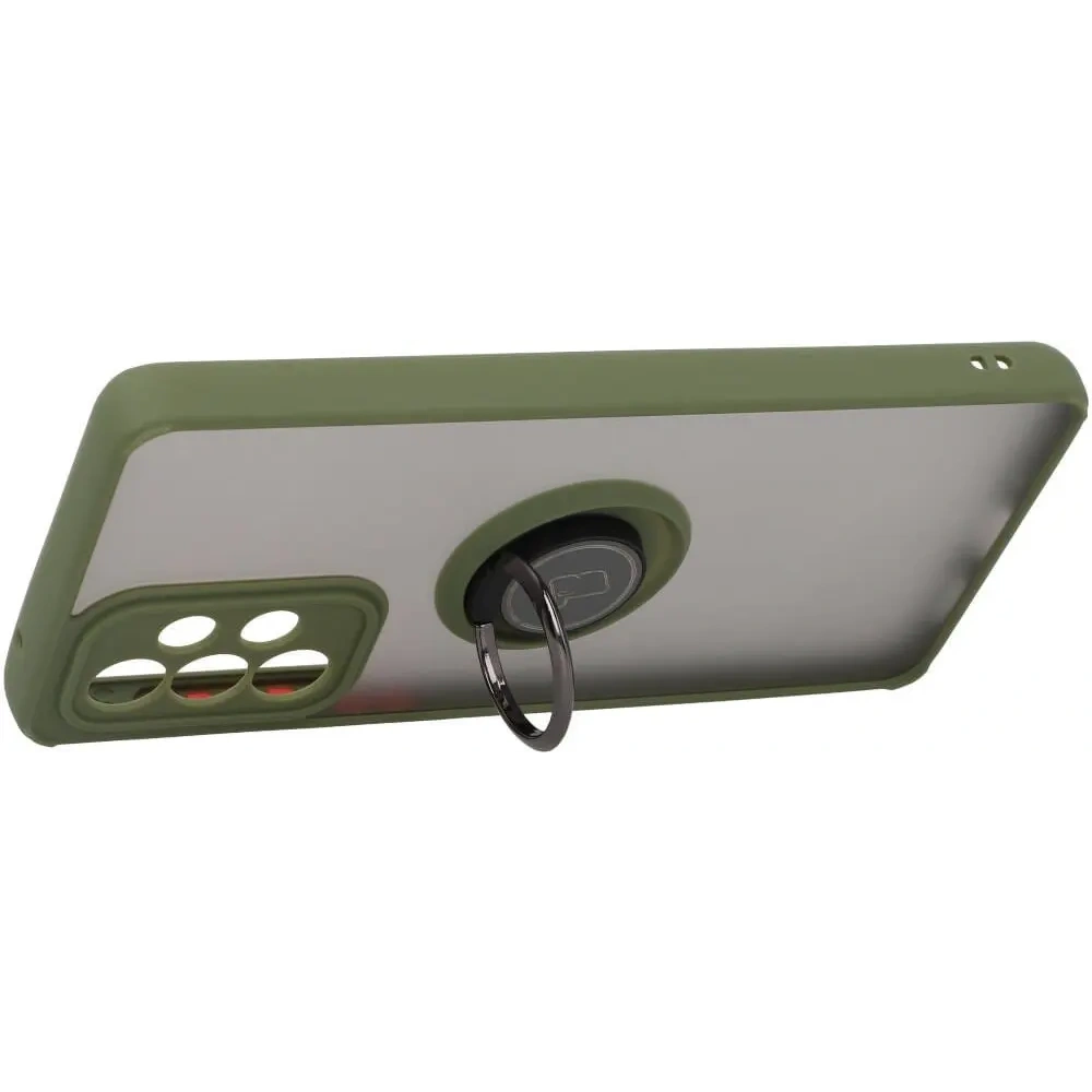 Etui z uchwytem na palec Bizon Case Hybrid Ring do Samsung Galaxy A33 5G przydymione z zieloną ramką