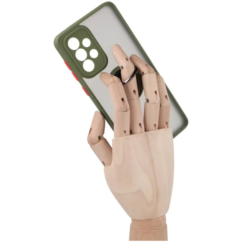 Etui z uchwytem na palec Bizon Case Hybrid Ring do Samsung Galaxy A33 5G przydymione z zieloną ramką