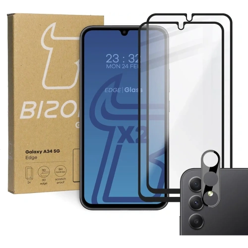 Kup BIZON Edge 2 2x sticlă pentru ecran + sticlă pentru cameră Samsung Galaxy A34 5G - BIZ1033 - {ean13} - Sklep Home Screen
