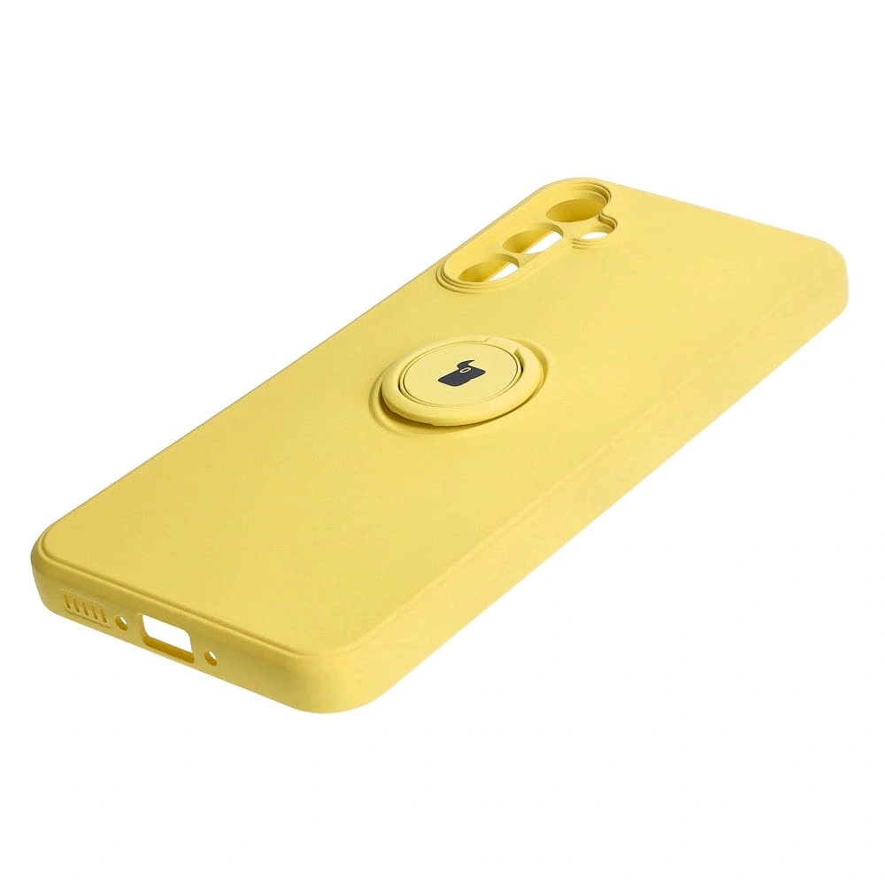 Etui Bizon Case Silicone Ring Sq do Samsung Galaxy A34 5G żółte
