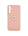 Etui Bizon Case Silicone Ring Sq do Samsung Galaxy A34 5G světle růžové