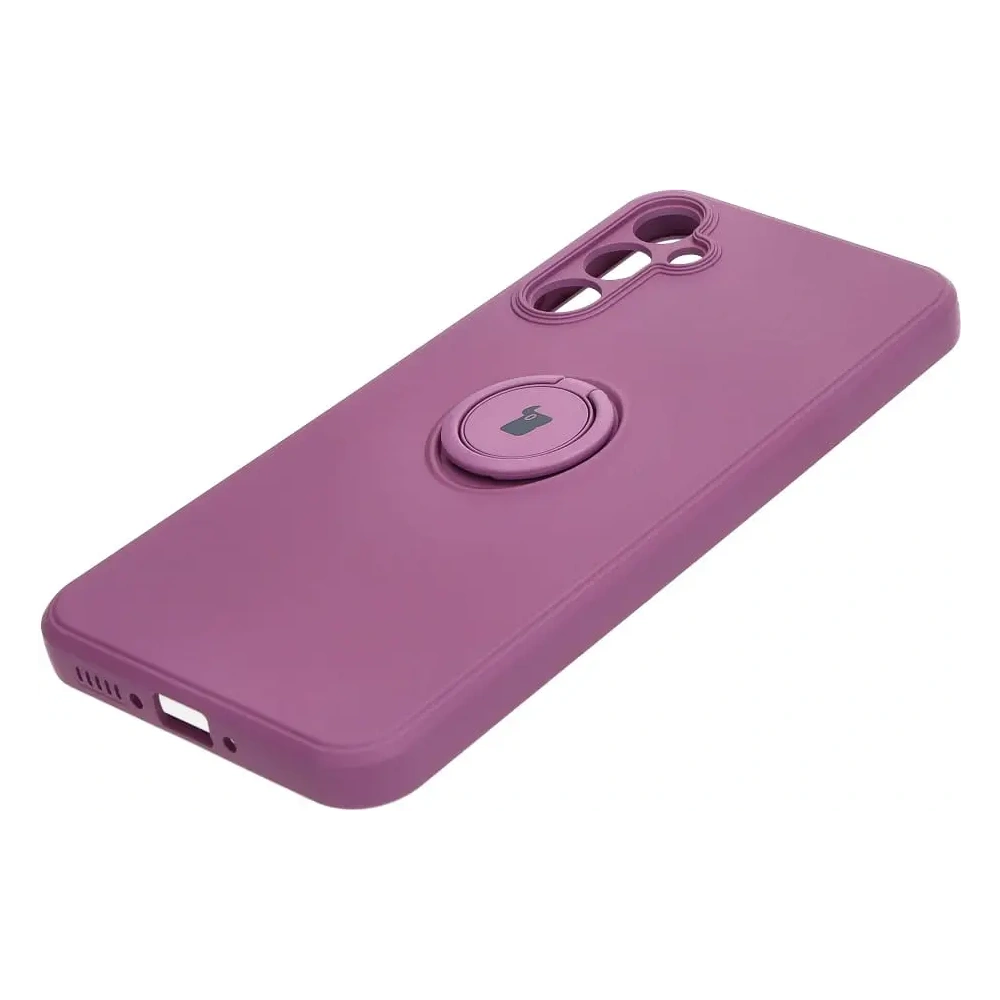 Etui Bizon Case Silicone Ring Sq do Samsung Galaxy A34 5G ciemnofioletowe