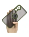 Etui z uchwytem na palec Bizon Case Hybrid Ring do Samsung Galaxy A34 5G kouřové se zeleným rámem