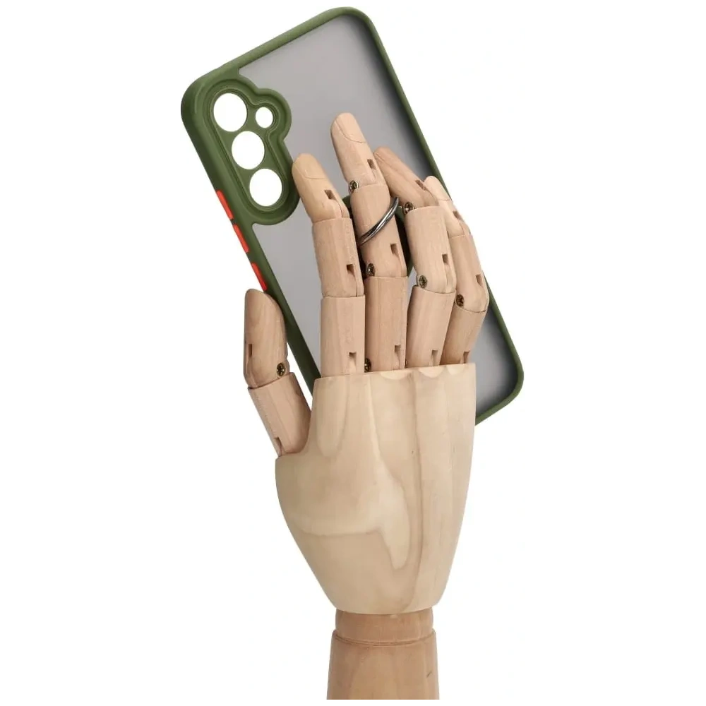 Etui z uchwytem na palec Bizon Case Hybrid Ring do Samsung Galaxy A34 5G przydymione z zieloną ramką