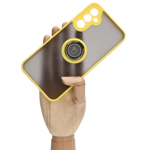Buy Bizon Case Hybrid Ring Samsung Galaxy A34 5G smoky with a yellow frame - BIZ1057 - {ean13} - Home Screen Store Europe