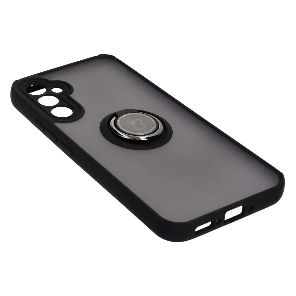 Etui z uchwytem na palec Bizon Case Hybrid Ring do Samsung Galaxy A34 5G przydymione z czarną ramką