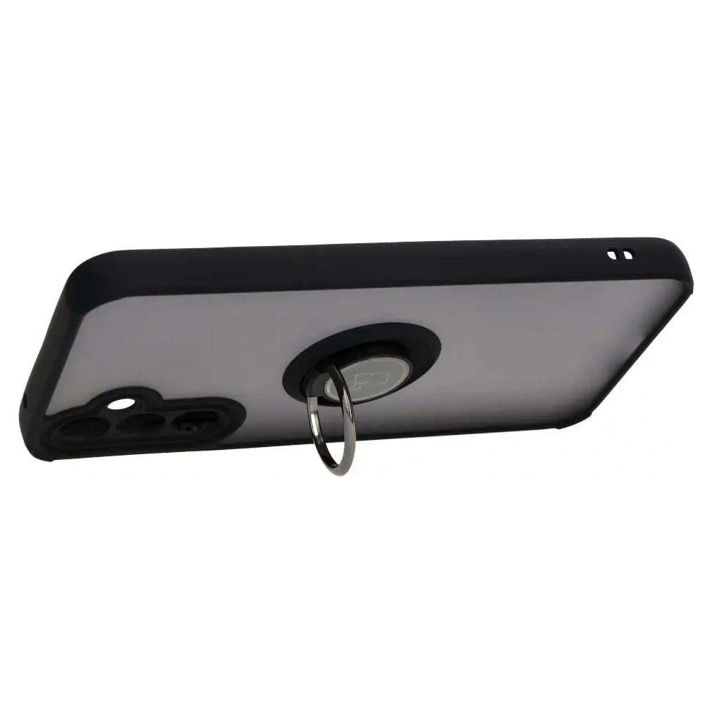 Etui z uchwytem na palec Bizon Case Hybrid Ring do Samsung Galaxy A34 5G przydymione z czarną ramką