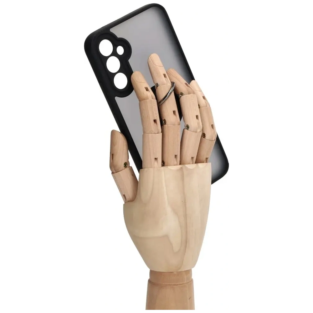 Etui z uchwytem na palec Bizon Case Hybrid Ring do Samsung Galaxy A34 5G przydymione z czarną ramką