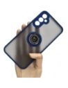 Bizon Case Hybrid Ring Samsung Galaxy A34 5G rauchig mit einem navyblauen Rahmen