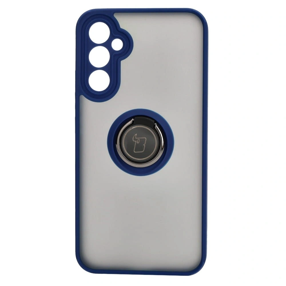 Etui z uchwytem na palec Bizon Case Hybrid Ring do Samsung Galaxy A34 5G przydymione z granatową ramką