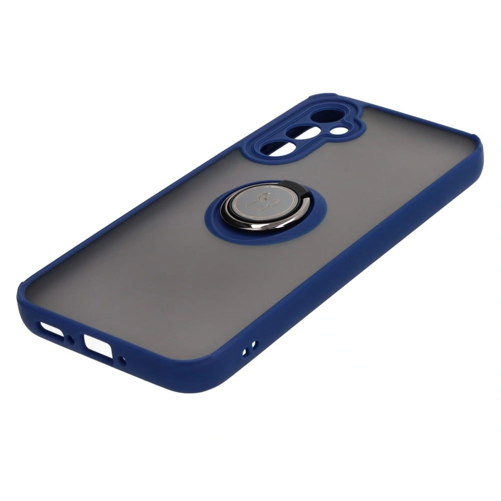 Etui z uchwytem na palec Bizon Case Hybrid Ring do Samsung Galaxy A34 5G przydymione z granatową ramką