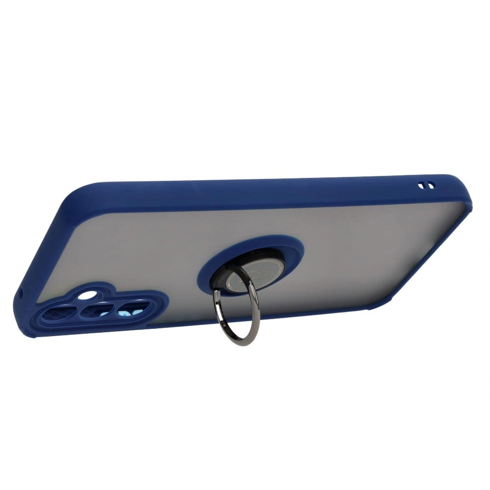 Etui z uchwytem na palec Bizon Case Hybrid Ring do Samsung Galaxy A34 5G przydymione z granatową ramką