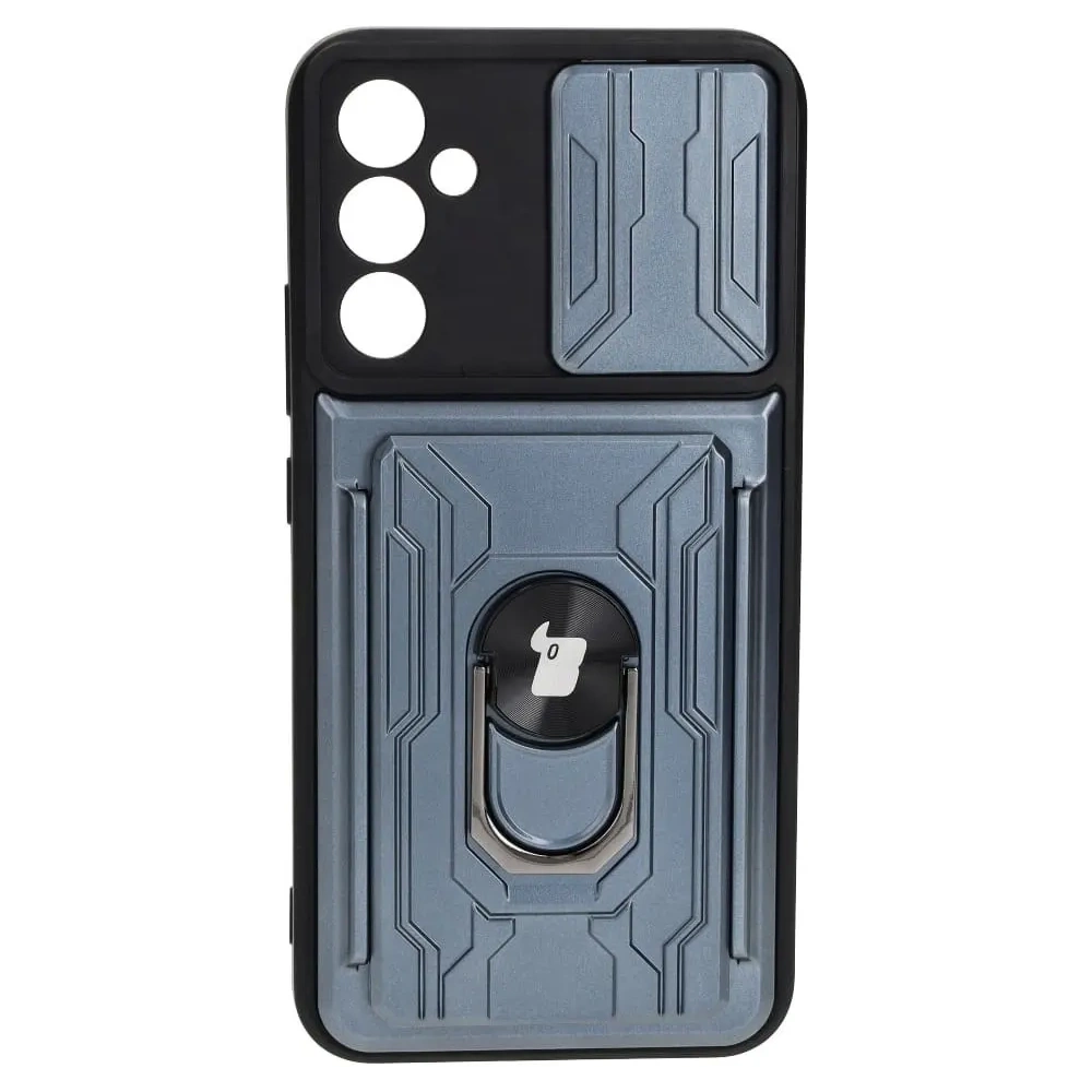 Etui Bizon Case Camshield Card Slot Ring do Samsung Galaxy A34 5G szare