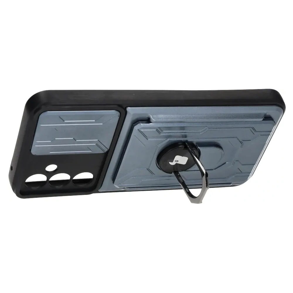 Etui Bizon Case Camshield Card Slot Ring do Samsung Galaxy A34 5G szare