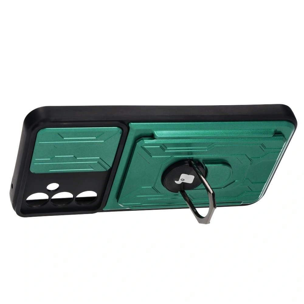 Etui Bizon Case Camshield Card Slot Ring do Samsung Galaxy A34 5G zielone