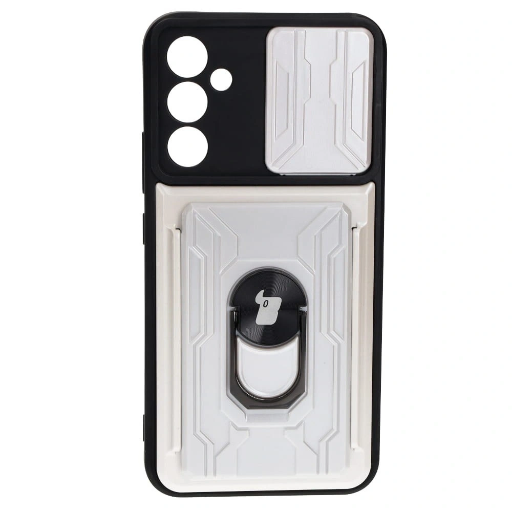 Etui Bizon Case Camshield Card Slot Ring do Samsung Galaxy A34 5G białe