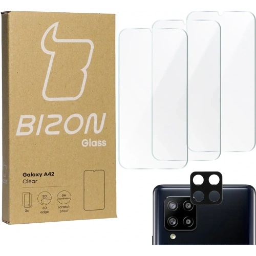 Kup Bizon Glass Clear 3x edzett üveg + lencse üveg Samsung Galaxy A42 5G - BIZ7459 - {ean13} - Sklep Home Screen
