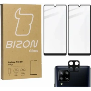Kup 2x szkło hartowane Bizon Glass Edge + ochrona na obiektyw Samsung Galaxy A42 5G czarne - BIZ7460 - {ean13} - Sklep Home Screen