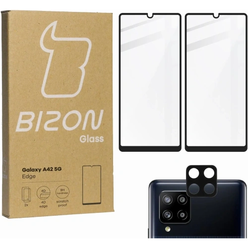 Kup Bizon Glass Edge 2x gehärtetes Glas + Linsenschutz Samsung Galaxy A42 5G schwarz - BIZ7460 - {ean13} - Sklep Home Screen