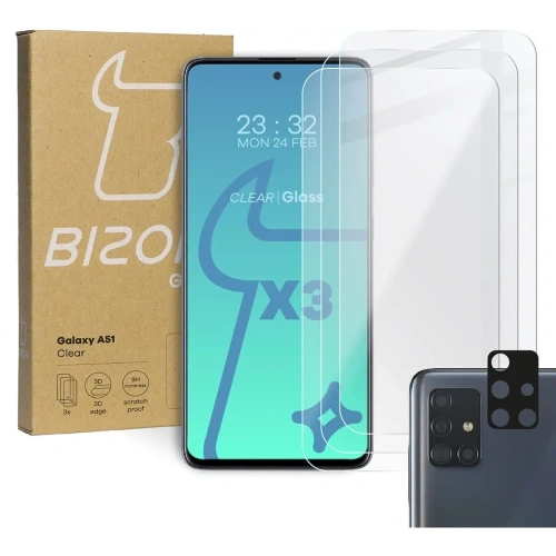 Buy Bizon Glass Clear 3x tempered glass + lens glass Samsung Galaxy A51 - BIZ7463 - {ean13} - Home Screen Store Europe