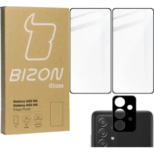 Kup Bizon Glass Edge gehärtetes Glas - [2 PACK] + Linsenschutz Samsung Galaxy A52s 5G A52 4G/5G schwarz - BIZ1096 - {ean13} - Sklep Home Screen