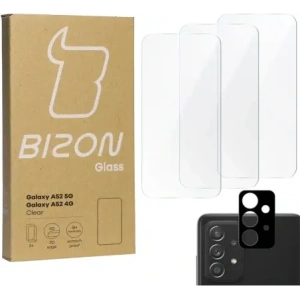 Kup Bizon Glas Klar gehärtetes Glas - 3 Stück + Linsenglas Samsung Galaxy A52s 5G A52 4G/5G - BIZ1108 - {ean13} - Sklep Home Screen