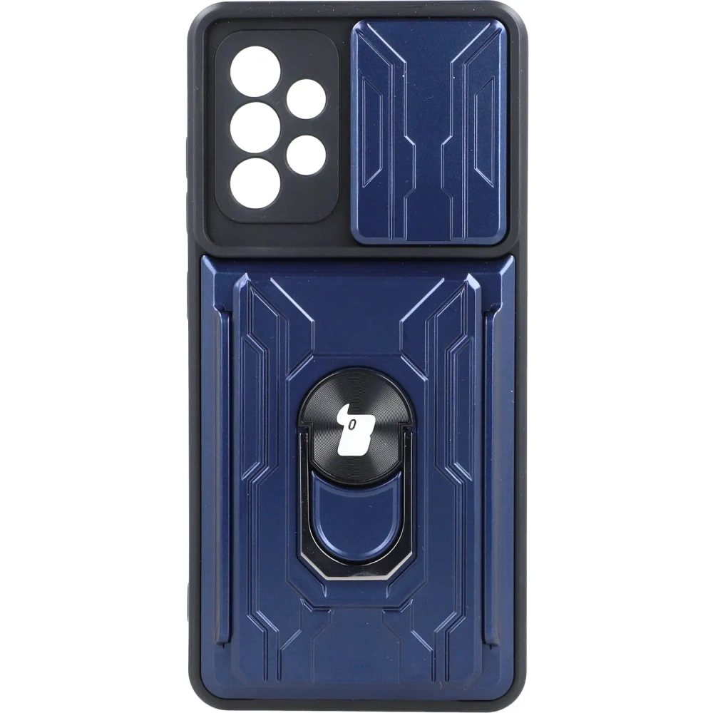 Etui Bizon Case Camshield Card Slot Ring do Samsung Galaxy A52s 5G A52 4G/5G granatowe