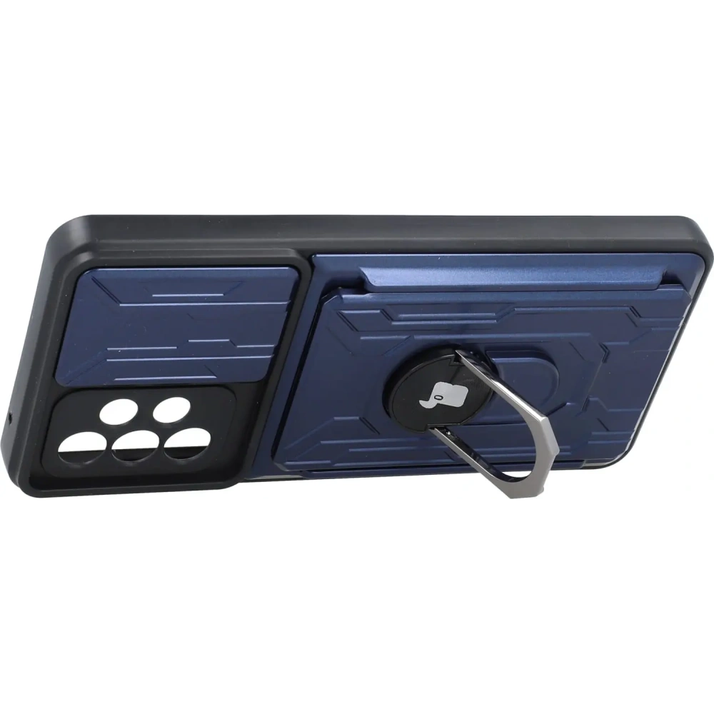 Etui Bizon Case Camshield Card Slot Ring do Samsung Galaxy A52s 5G A52 4G/5G granatowe