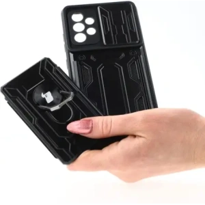 Bizon Case Camshield Kártyahely Gyűrű Samsung Galaxy A52s 5G A52 4G/5G fekete