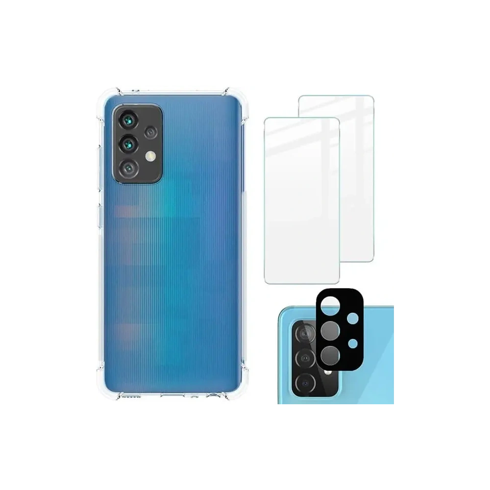 Etui + 2x szkło na ekran + obiektyw Bizon Case Clear Pack do Samsung Galaxy A52s 5G A52 5G/4G przezroczyste