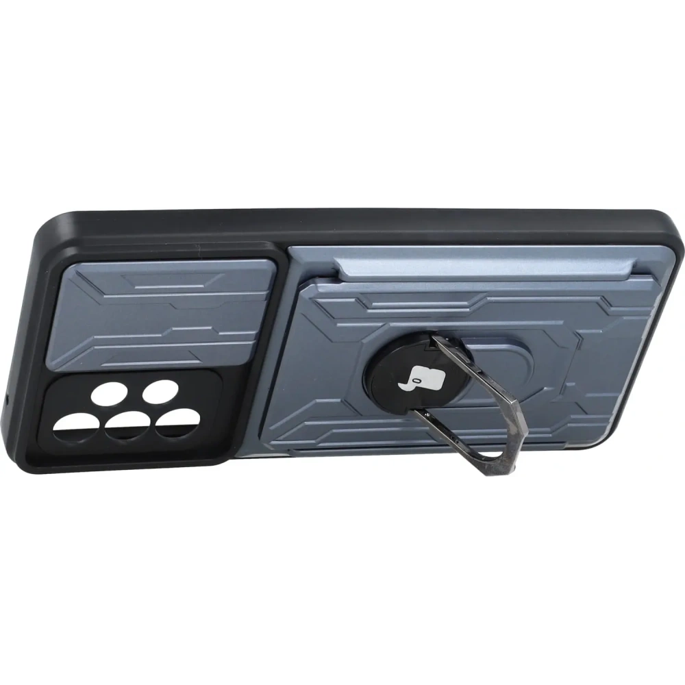 Etui Bizon Case Camshield Card Slot Ring do Samsung Galaxy A52s 5G A52 4G/5G szare