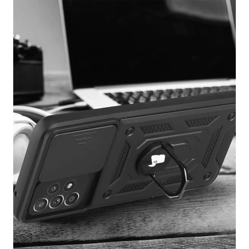 Etui Bizon Case CamShield Ring do Samsung Galaxy A52s 5G A52 4G/5G czarne
