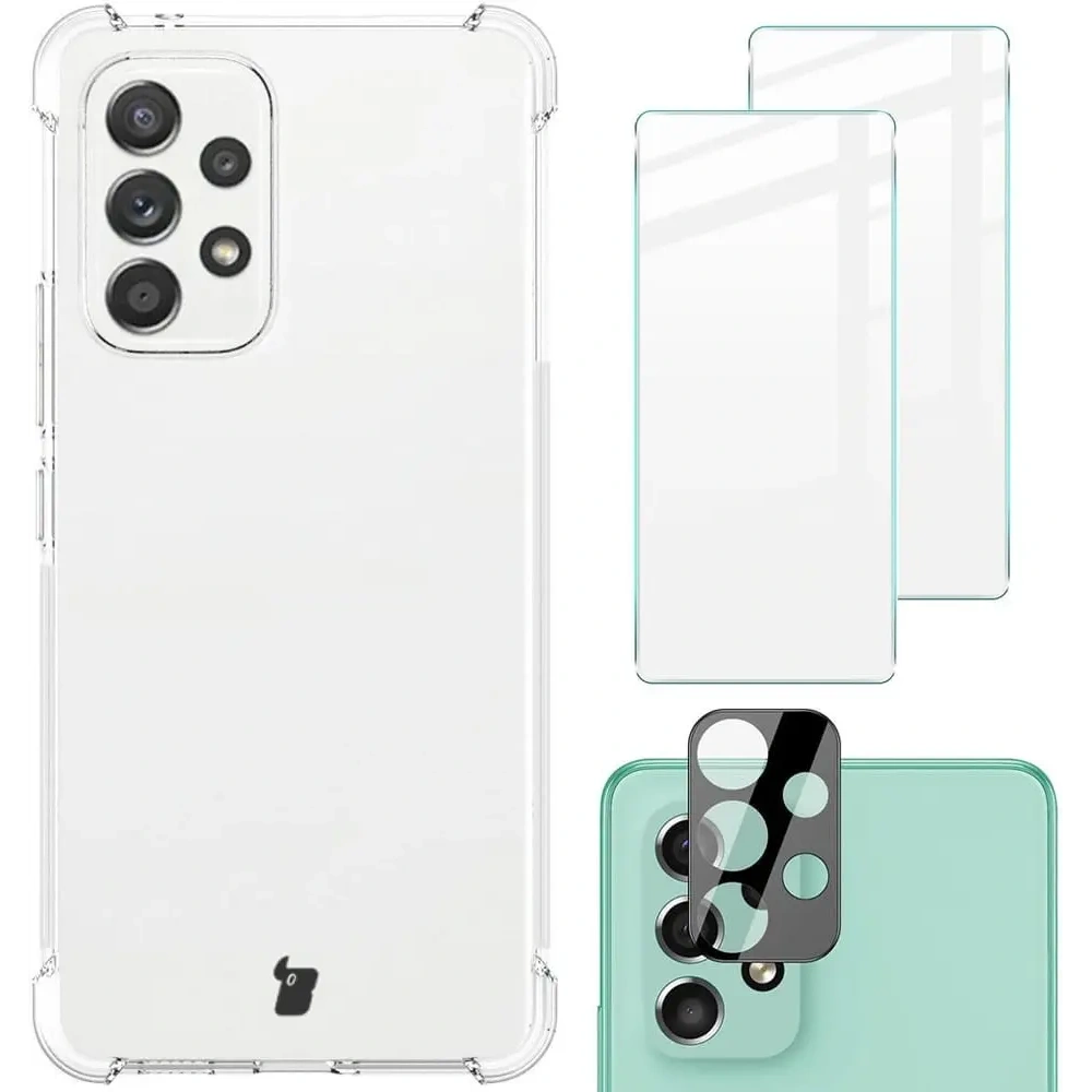 Etui + 2x szkło na ekran + obiektyw Bizon Case Clear Pack do Samsung Galaxy A53 5G przezroczyste