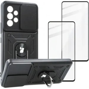 Kup Etui + 2x szkło na ekran Bizon Case Camshield Pack do Samsung Galaxy A53 5G czarne - BIZ7493 - {ean13} - Sklep Home Screen