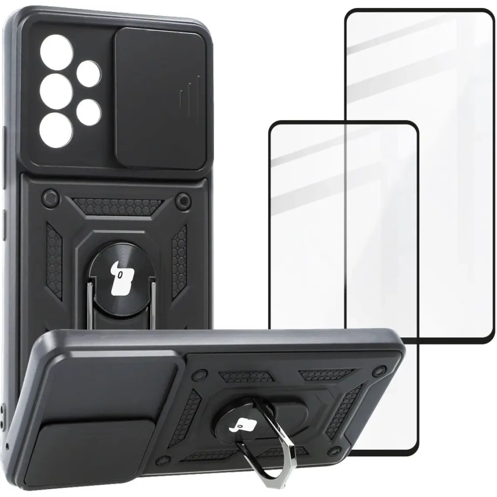 Etui + 2x szkło na ekran Bizon Case Camshield Pack do Samsung Galaxy A53 5G czarne