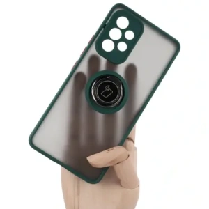Kup Etui z uchwytem na palec Bizon Case Hybrid Ring do Galaxy A53 5G, przydymione z ciemnozieloną ramką - BIZ7499 - {ean13} - Sklep Home Screen