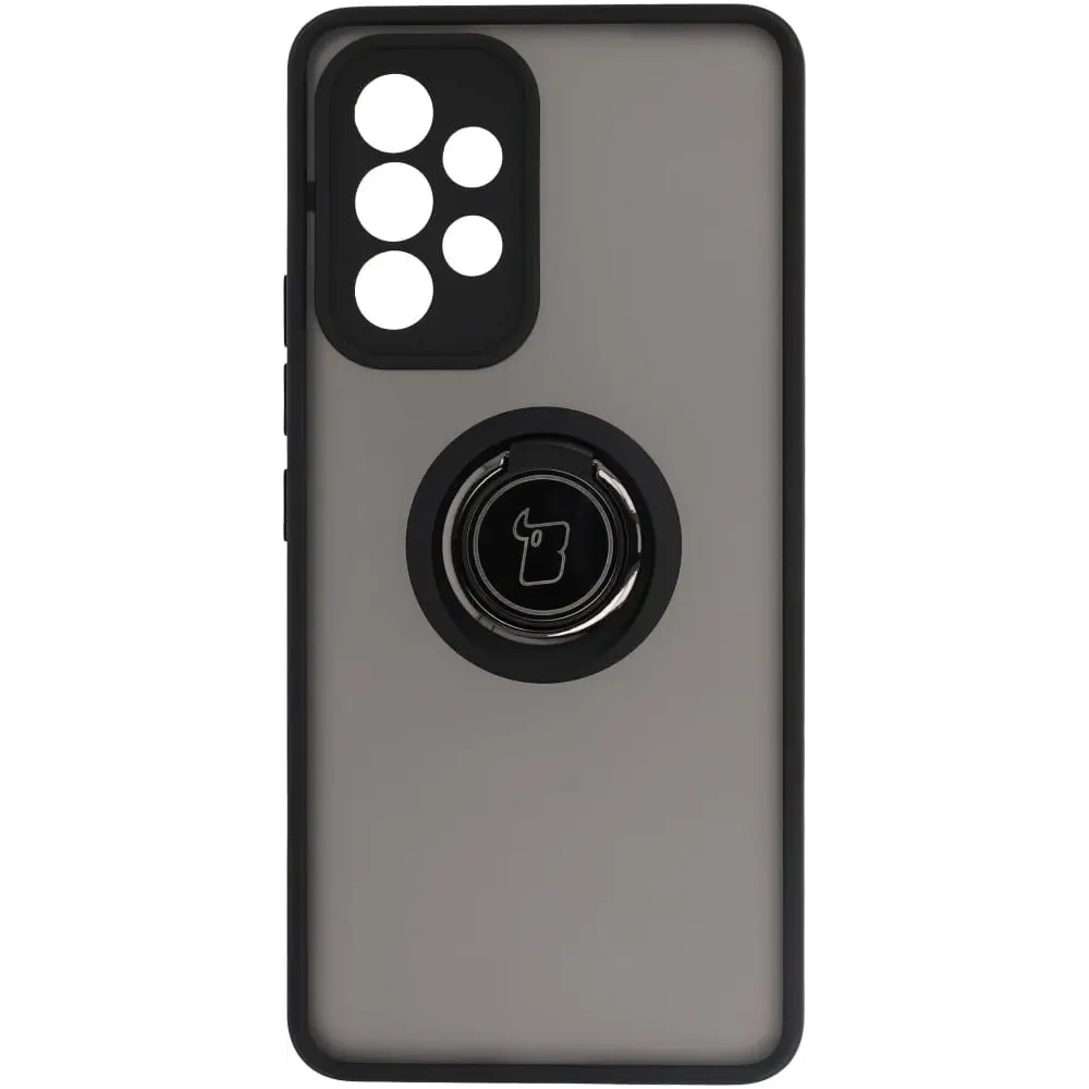 Etui z uchwytem na palec Bizon Case Hybrid Ring do Samsung Galaxy A53 5G przydymione z czarną ramką