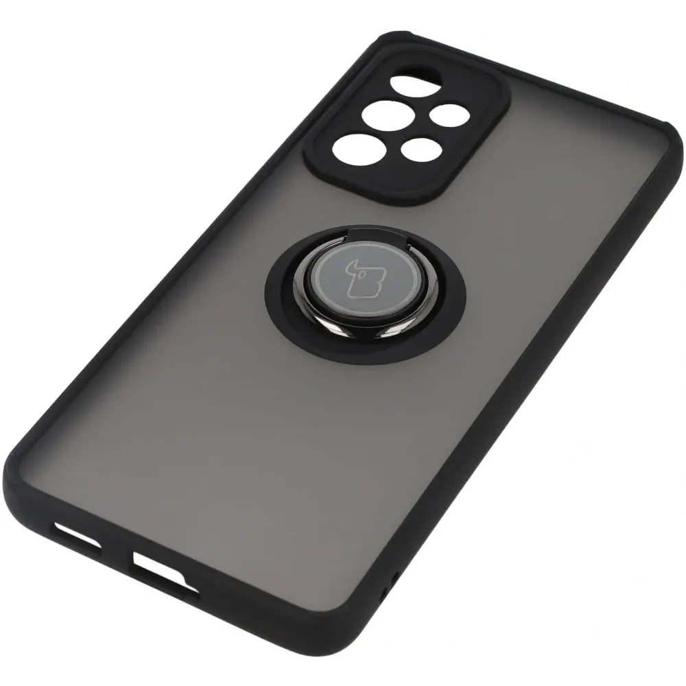 Etui z uchwytem na palec Bizon Case Hybrid Ring do Samsung Galaxy A53 5G przydymione z czarną ramką