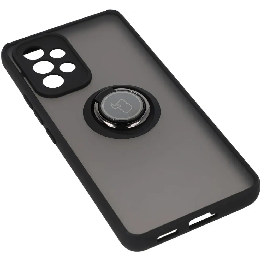 Etui z uchwytem na palec Bizon Case Hybrid Ring do Samsung Galaxy A53 5G przydymione z czarną ramką