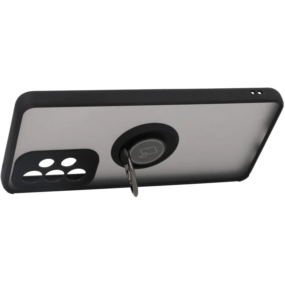 Etui z uchwytem na palec Bizon Case Hybrid Ring do Samsung Galaxy A53 5G przydymione z czarną ramką