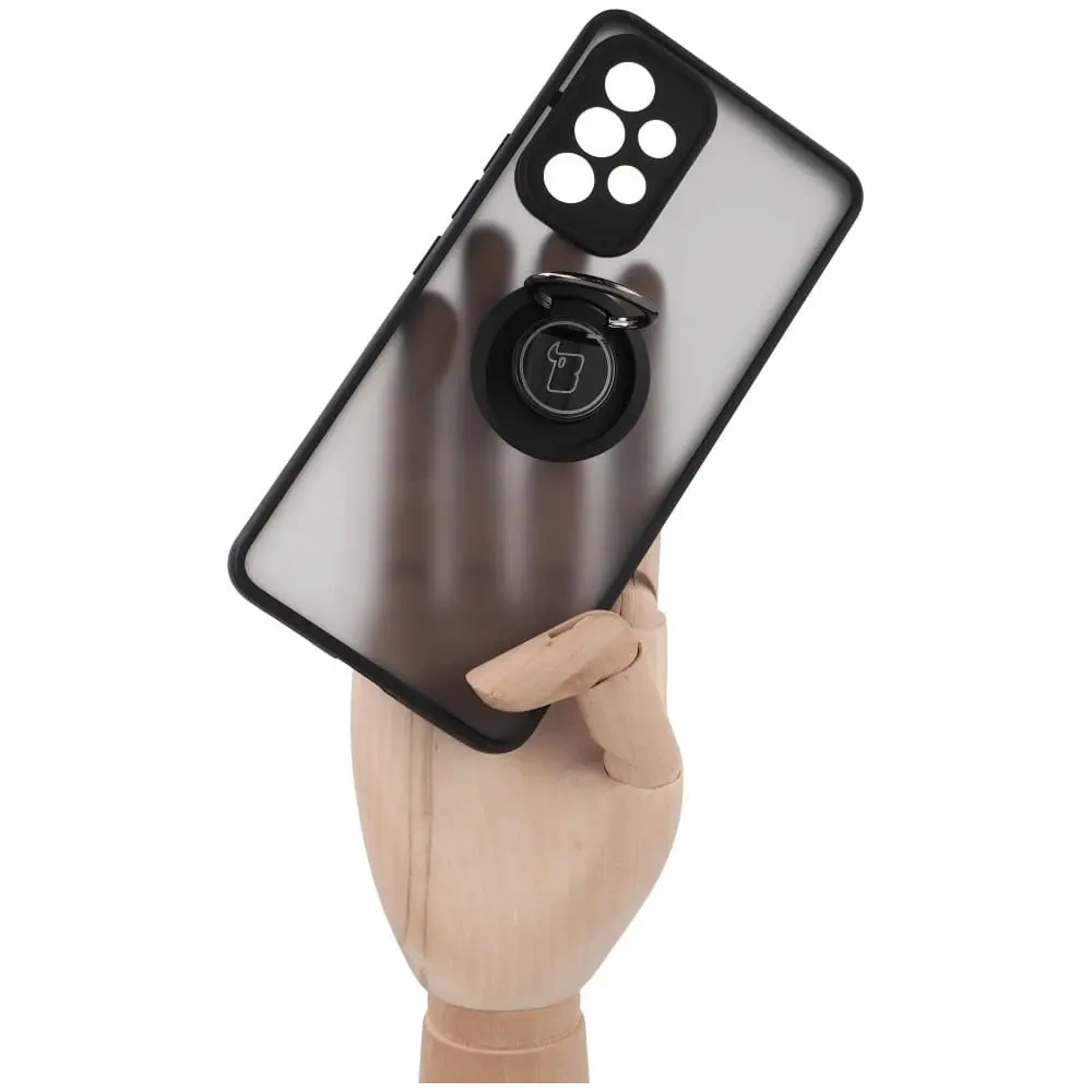 Etui z uchwytem na palec Bizon Case Hybrid Ring do Samsung Galaxy A53 5G przydymione z czarną ramką