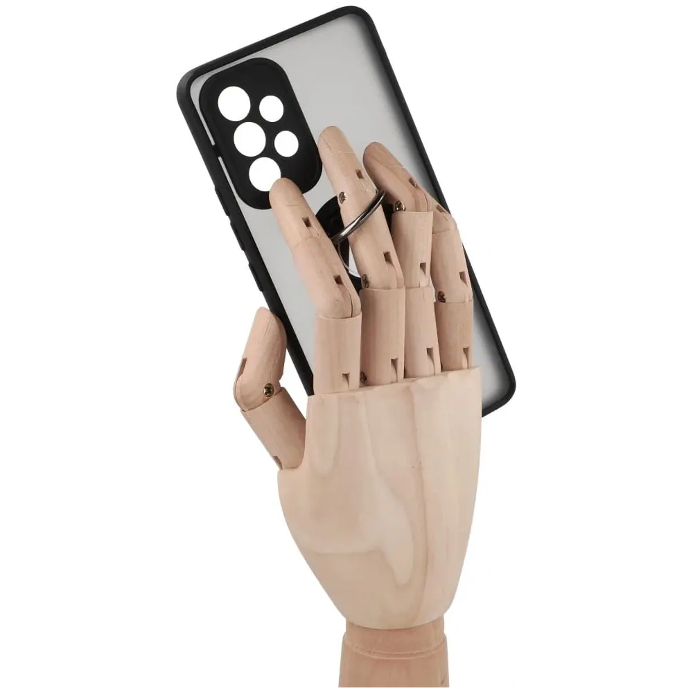 Etui z uchwytem na palec Bizon Case Hybrid Ring do Samsung Galaxy A53 5G przydymione z czarną ramką