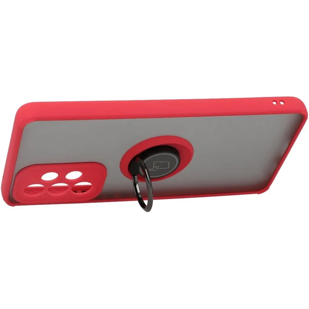 Etui z uchwytem na palec Bizon Case Hybrid Ring do Samsung Galaxy A53 5G przydymione z czerwoną ramką